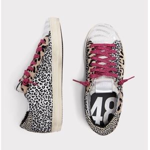 P448 John Leopard Sneakers with Pink Laces